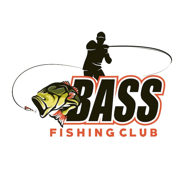 Vettore modello del logo del torneo di pesca del bass