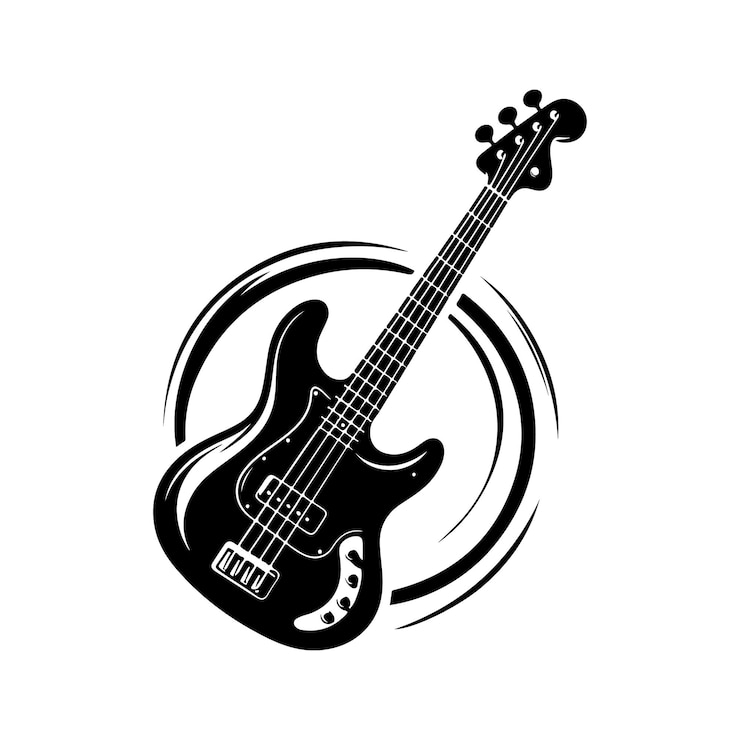 Vector bass guitar silhouette vector illustration