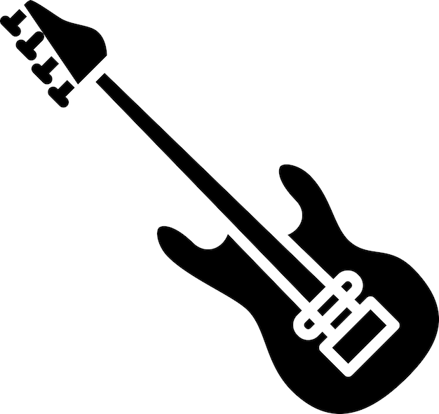 Vector bass guitar solid and glyph vector illustration