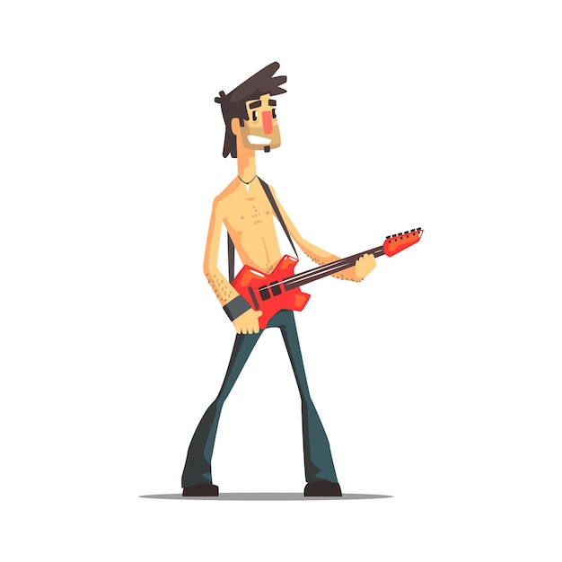 Bass Guitarist Rock Band Member Funny Character