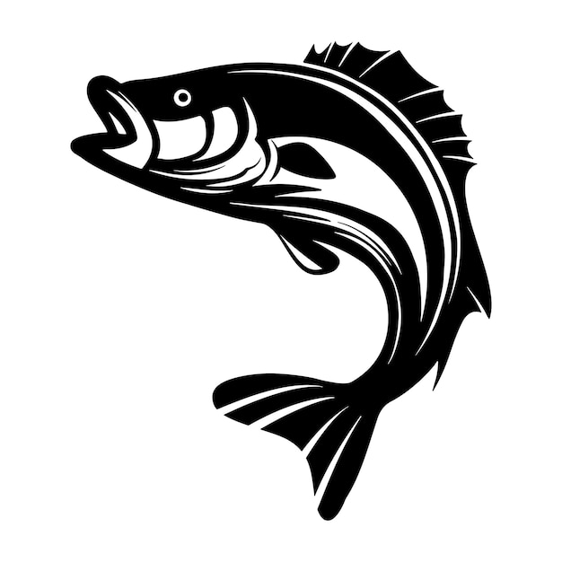 Bass vis icoon geïsoleerd op witte achtergrond Logo design element label embleem mark merk mark vector illustratie