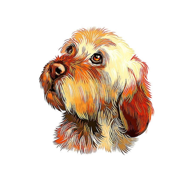 Vector basset fauve de bretagne hondenras aquarel schets hand getekende verf illustratie