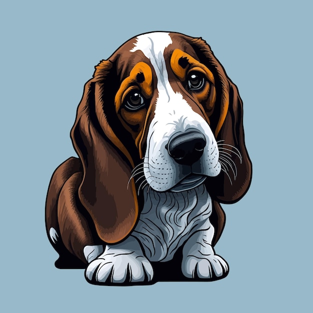 Basset Hound Dog Vector illustration of a dog isolated on a plain background Dog portrait