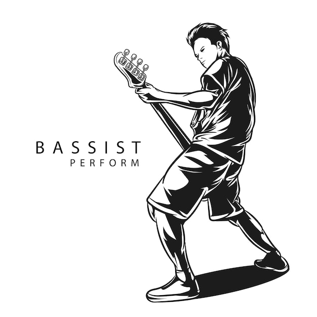 Bassist perform on the stage character