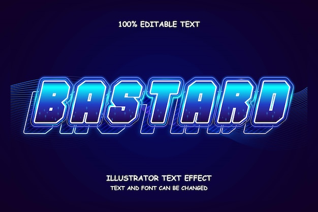 Bastard,3d editable text effect modern  futuristic style