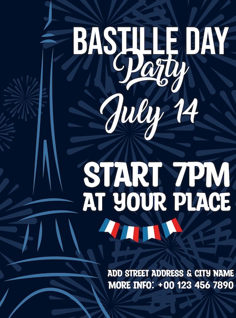 Bastille dag feest poster flyer social media post ontwerp