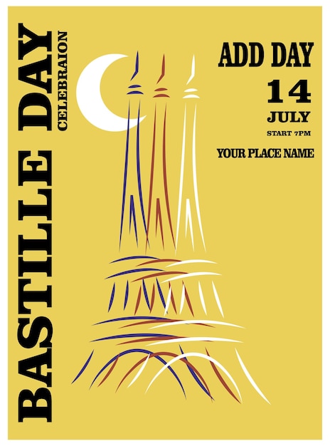 Bastille dag feest poster flyer social media post ontwerp