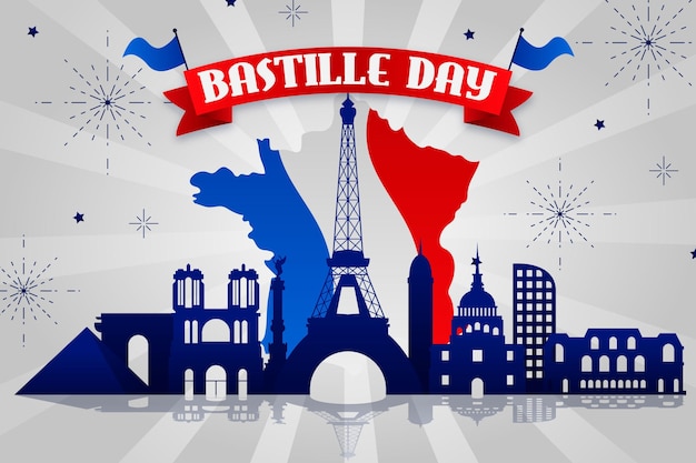 Bastille-dag met kaart en vlag