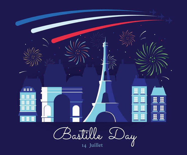 Vector bastille day 14 july card