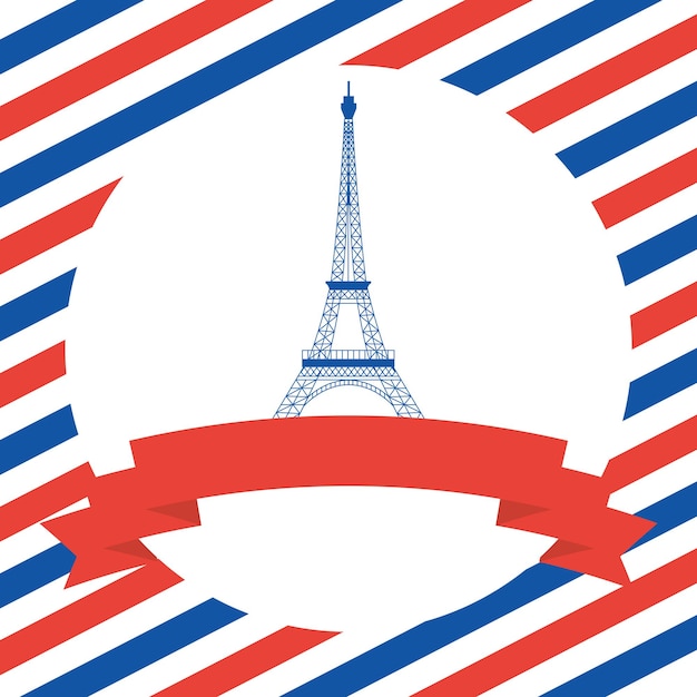 Bastille day card with eiffel tower