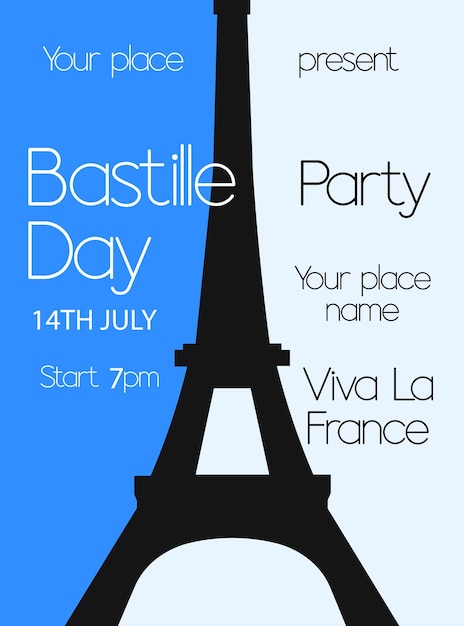 Vector bastille day celebration flyer poster social media post design