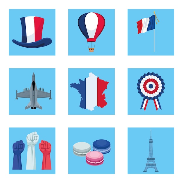 Vector bastille day elements