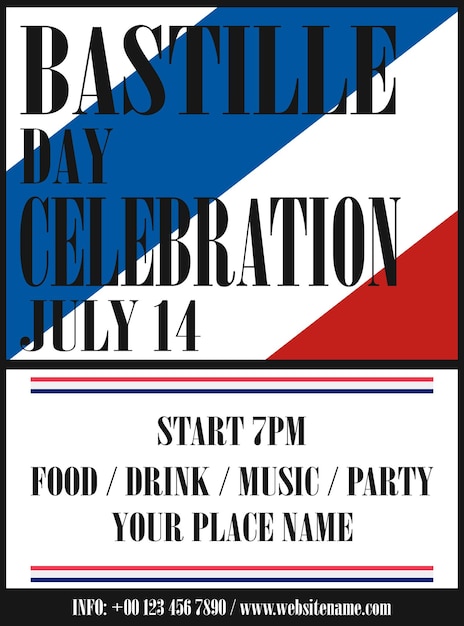 Vettore bastille day party day flyer poster social media post design