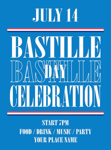 Bastille day party flyer poster social media post design