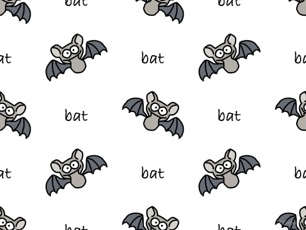 Bat cartoon character seamless pattern on white background