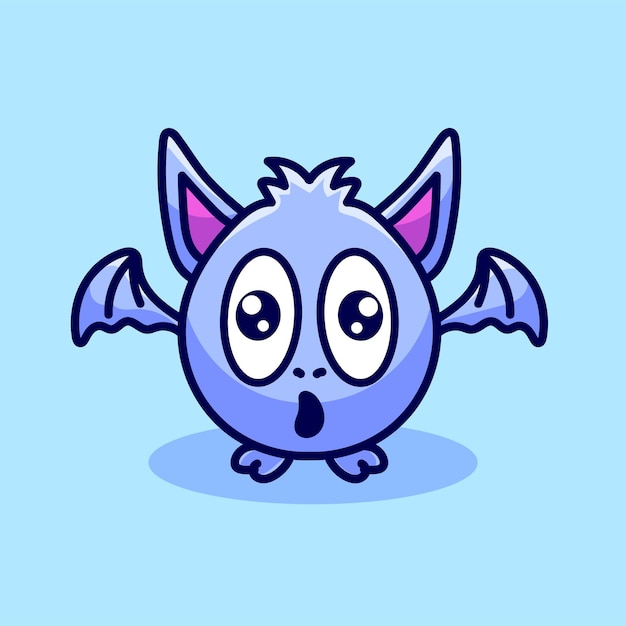 Bat Cartoon Mascot Design Cute Flat Design Logo Funny Happiness