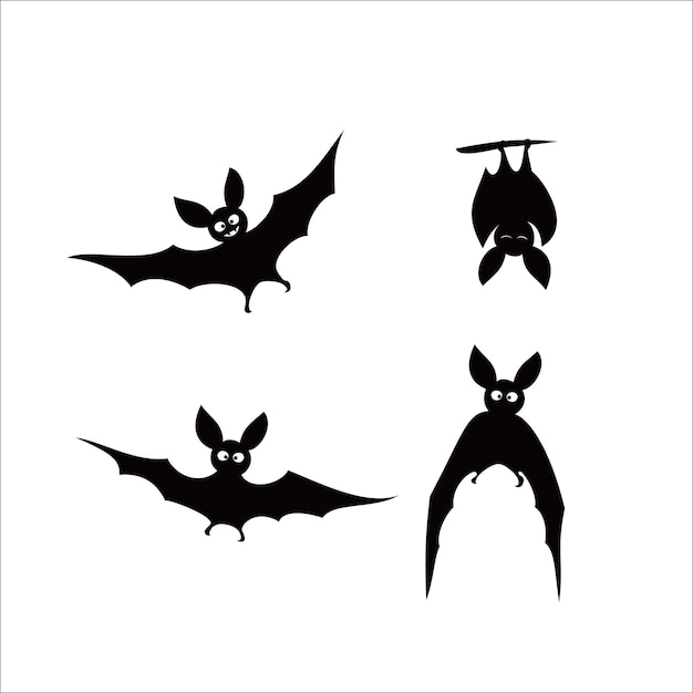 bat cartoon silhouette. vampire animal sign and symbol. Halloween vector illustration.