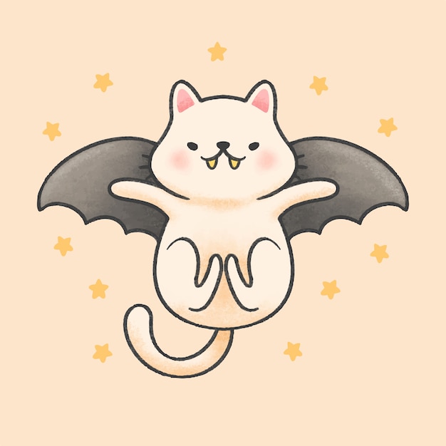 Vector bat cat flying