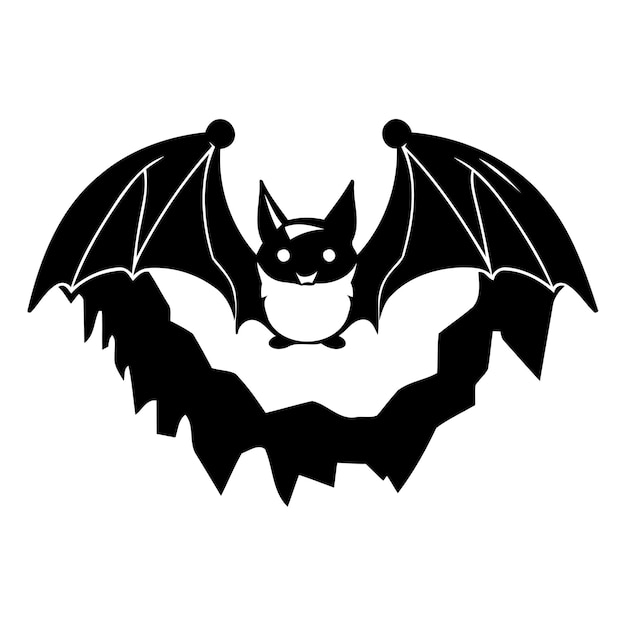 Bat in the cave Cute cartoon character Vector illustration