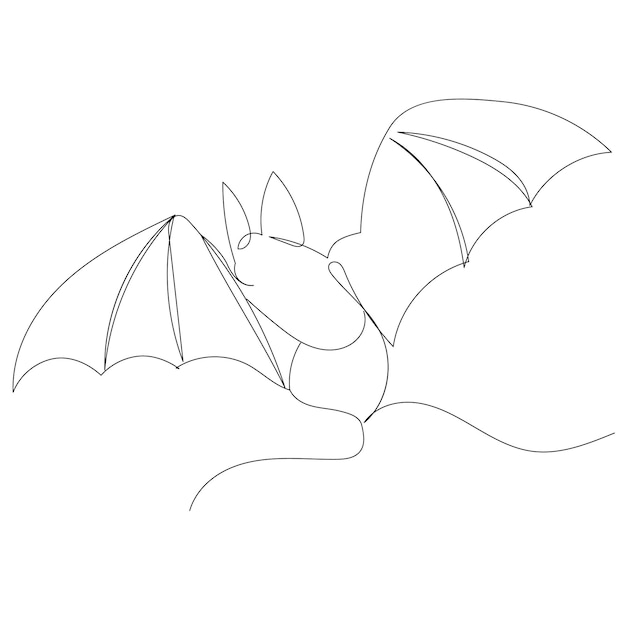 Bat drawing by one continuous line, sketch