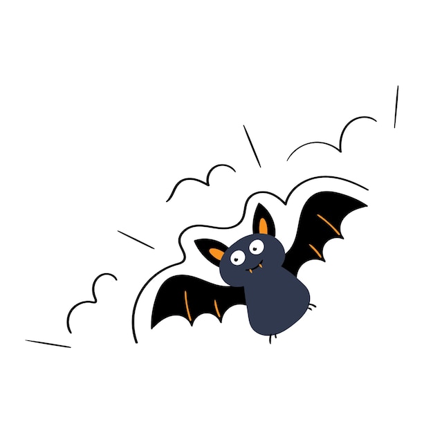 Vector bat flaps its wings