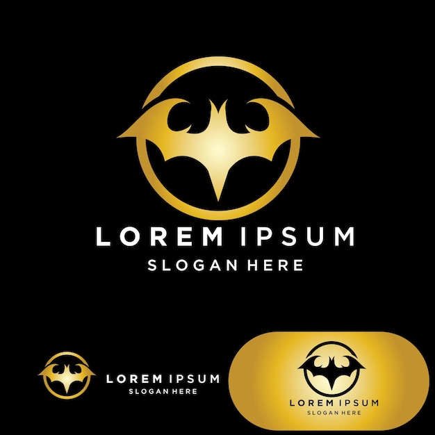 Дизайн логотипа логотипа летучей мыши с золотым вектором