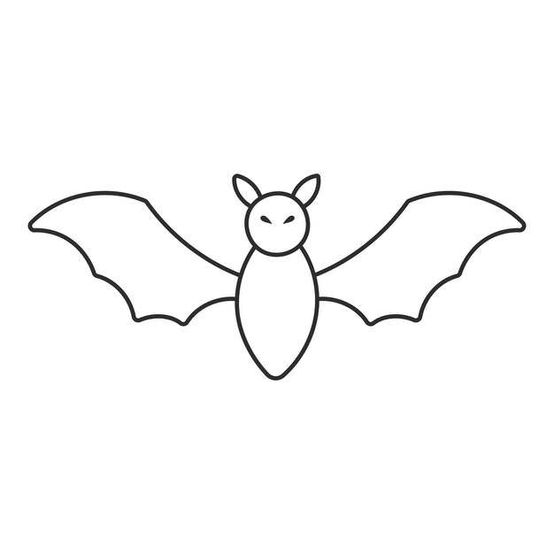 bat halloween fly night scary line doodle icon element vector illustration