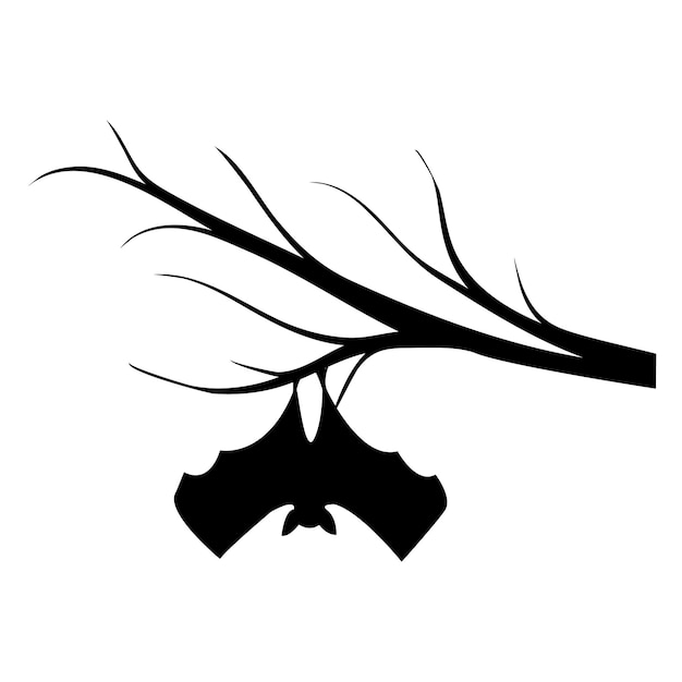 Bat hanging on a branch Halloween For your design On a white background