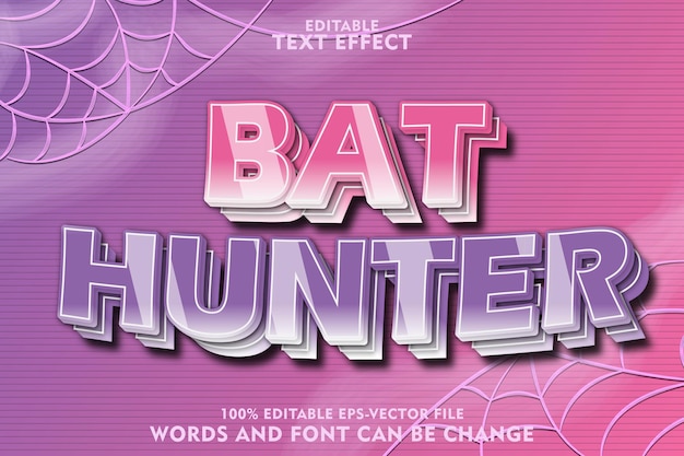 bat hunter editable text effect emboss modern style