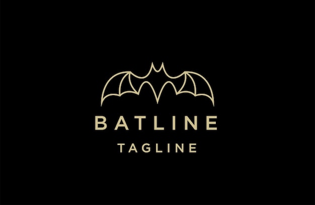 Bat line logo design template flat vector