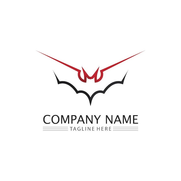 Логотип летучей мыши животных и векторные крылья черный хэллоуин вампир готический дизайн иллюстрации значок летучей мыши