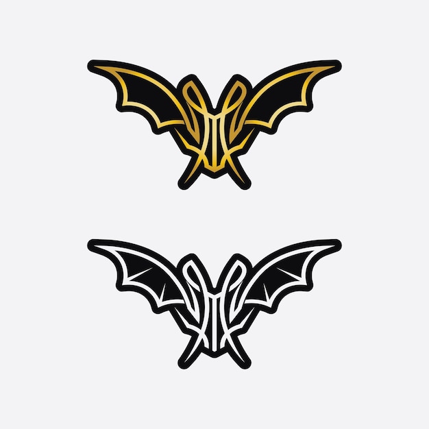 Bat logo animal and vector wings black halloween vampire gothic illustration design bat icon