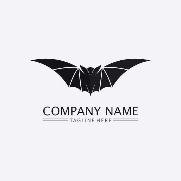 Bat logo animal and vector wings black halloween vampire gothic illustration design bat icon