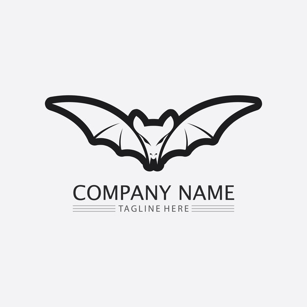 Vector bat logo animal and vector wings black halloween vampire gothic illustration design bat icon