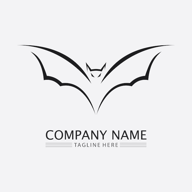 Logo pipistrello animale e vettore, ali, nero, halloween, vampiro, gotico, illustrazione, icona del pipistrello design