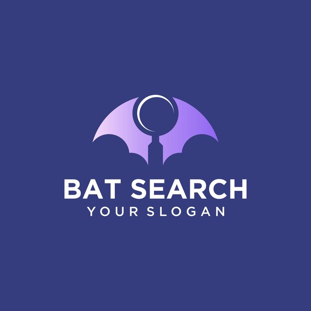 Vector bat logo design with search or magnifying glass