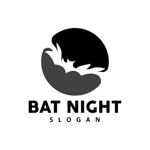 Bat logo hanging bat animal vector hallowen night animal icon design