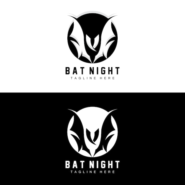 Bat Logo Night Flying Animal Icon Company VectorHalloween Template