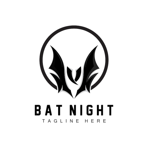 Bat Logo Night Flying Animal Icon Company VectorHalloween Template