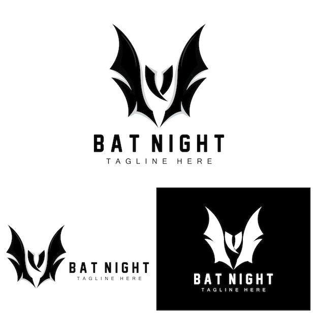 Bat Logo Night Flying Animal Icon Company VectorHalloween Template