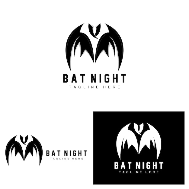 Bat Logo Night Flying Animal Icon Company VectorHalloween Template