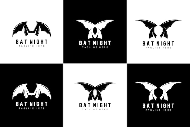 Bat Logo Night Flying Animal Icon Company VectorHalloween Template