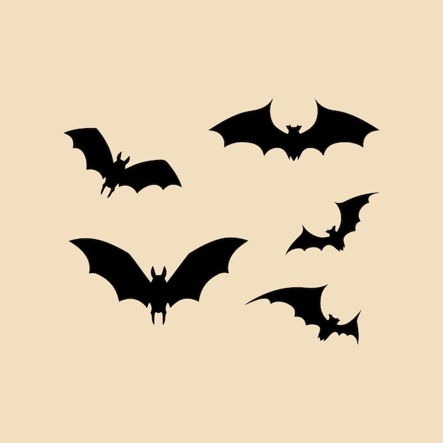 Vector bat set clipart icoon silhouet