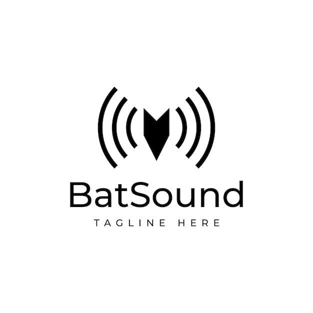 Vector bat sound for echolocation logo design