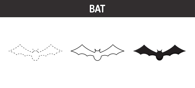 Foglio di lavoro per tracciare e colorare i pipistrelli per bambini