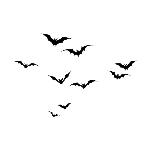 Вектор Вентилятор вампиров-летучих мышей страшный призрак силуэт летучей мыши на белом фоне