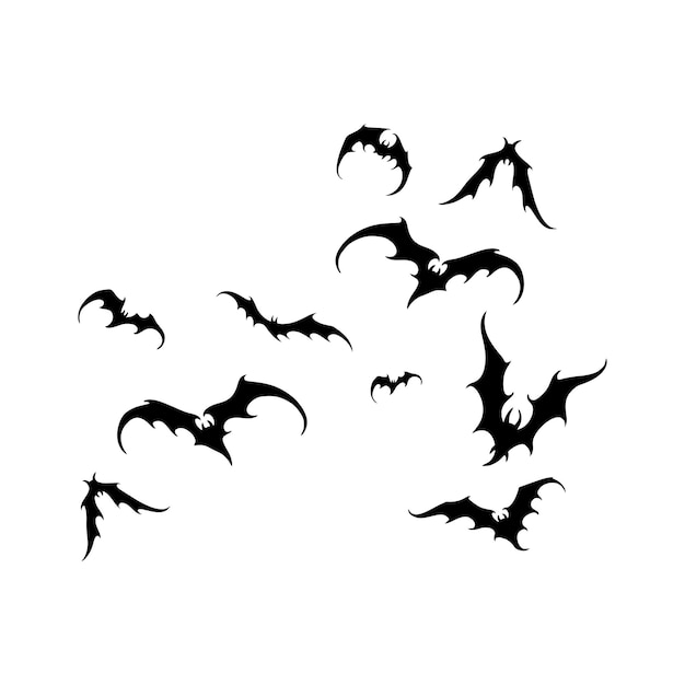 Bat vampire vector scary ghost bat silhouette flying on white background