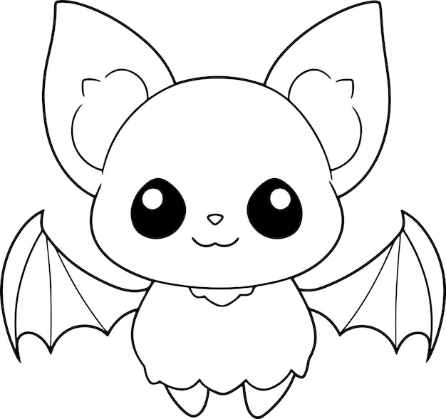 Bat vector illustration Black and white Halloween Bat coloring book or page for children