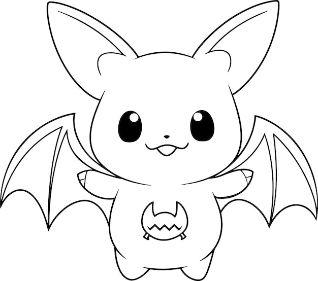 Bat vector illustration Black and white Halloween Bat coloring book or page for children