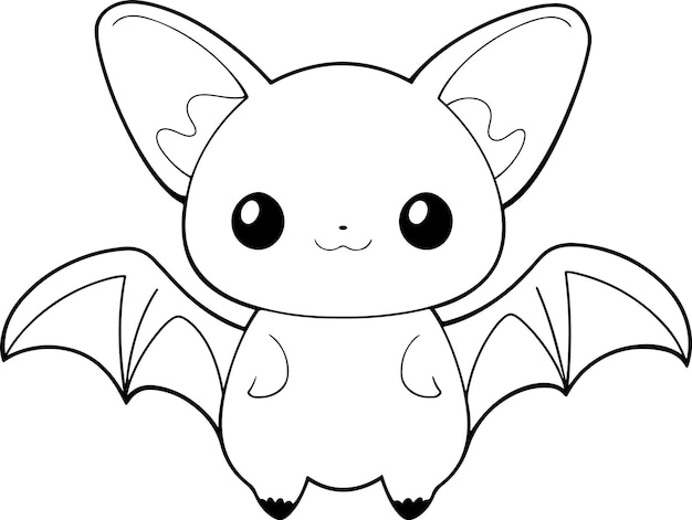 Bat vector illustration Black and white Halloween Bat coloring book or page for children